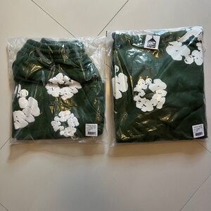 (2 piece) Denim Tear - Green/White Hoodie|Jogger|Short